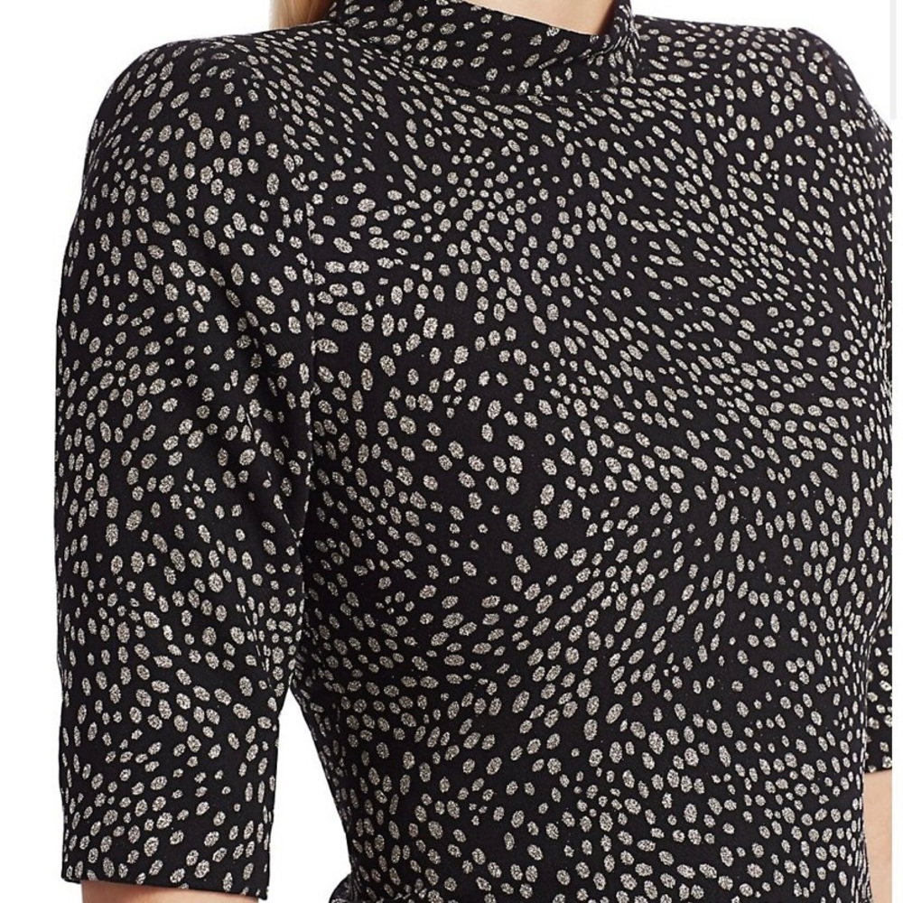 Alice + Olivia Inka Strong-Shoulder Mock Neck Black Dress NWT Size 0 - Picture 5 of 9